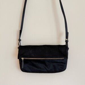 A New Day Velvet Zip Large Clutch Crossbody Bag with Strap and gold accents